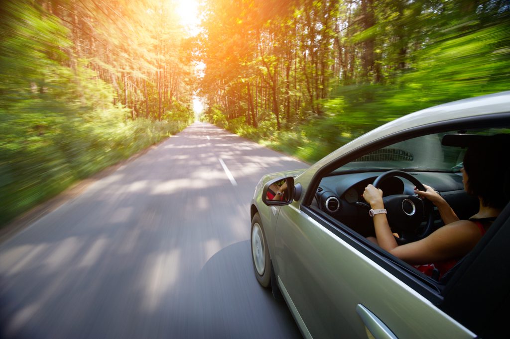 moving car down a straight road