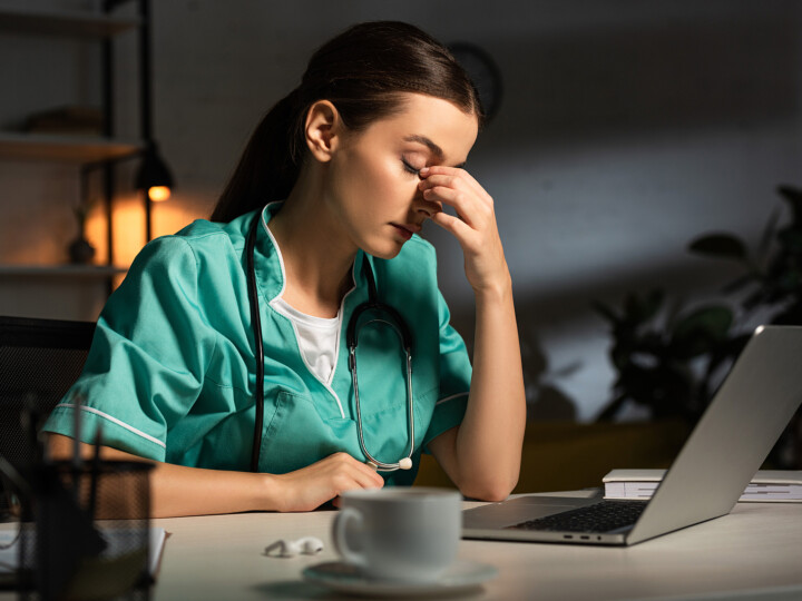 stressed and tired traveling nurse