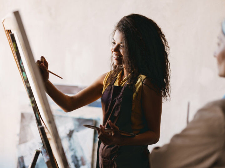 woman in a painting class hobby