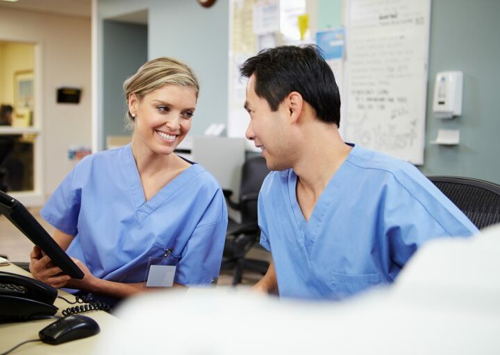 male and female nurse working