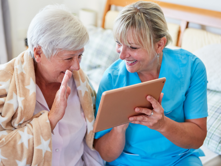 Nurse showing patient video chat