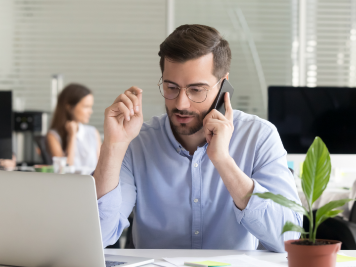 sales manager talking to client