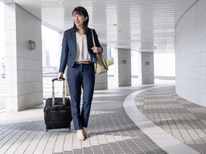 woman traveling with suitcase