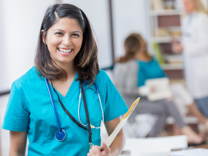smiling travel nurse