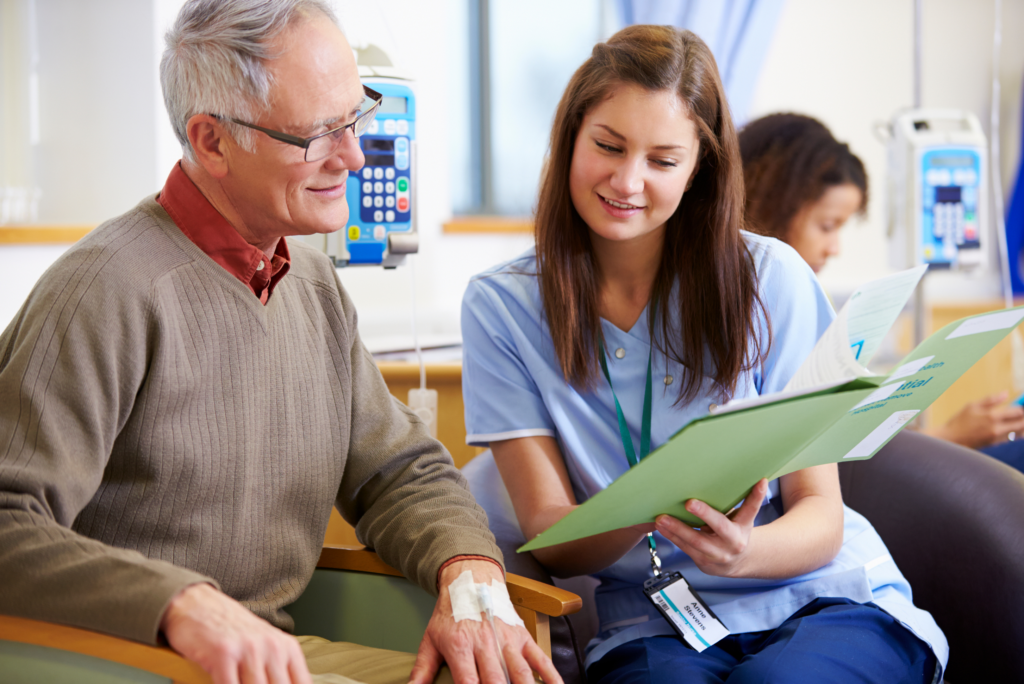 nurse explaining to patient