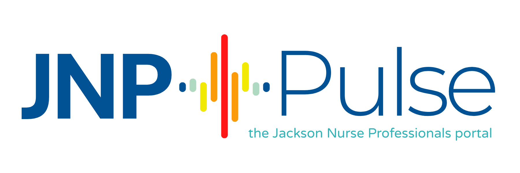 JNP Pulse logo with a colorful vertical soundwave graphic and the tagline: the Jackson Nurse Professionals travel nurse app portal.